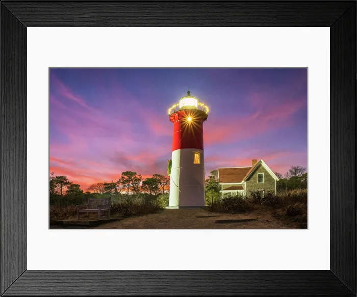 Framed Print : Nauset Lighthouse with holiday lights, Cape Cod, Eastham, Massachusetts, USA Framed Print : Nauset Lighthouse with holiday lights, Cape Cod, Eastham, Massachusetts, USA