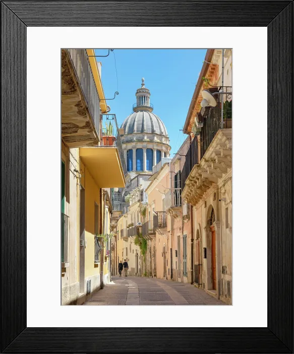 Framed Print : Narrow street leading to the Cathedral, Ragusa Ibla, Ragusa province, Sicily, Italy Framed Print : Narrow street leading to the Cathedral, Ragusa Ibla, Ragusa province, Sicily, Italy