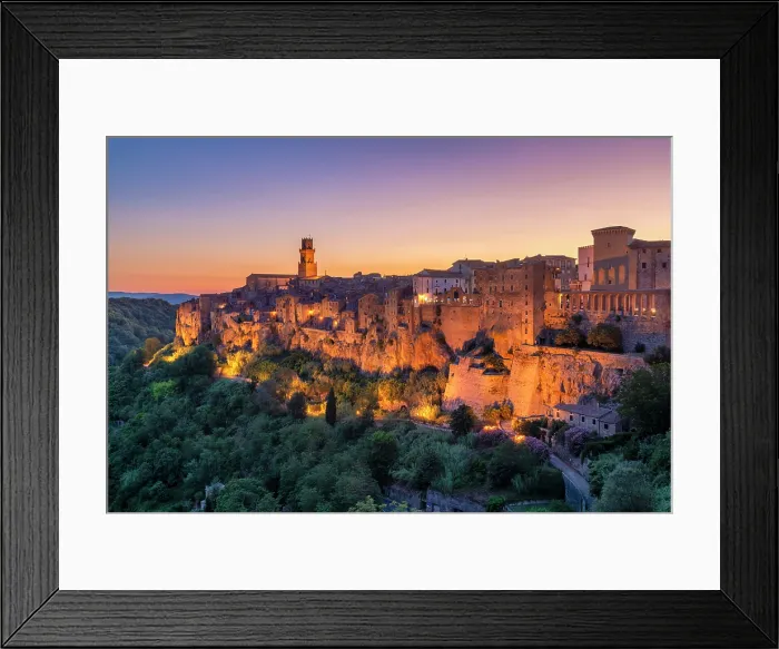 Framed Print : Pitigliano at Twilight, Tuscany, Italy, Europe Framed Print : Pitigliano at Twilight, Tuscany, Italy, Europe
