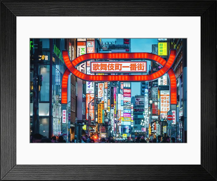 Framed Print : Japan, Tokyo, Kabukicho district at night with crowds and neon signs Framed Print : Japan, Tokyo, Kabukicho district at night with crowds and neon signs