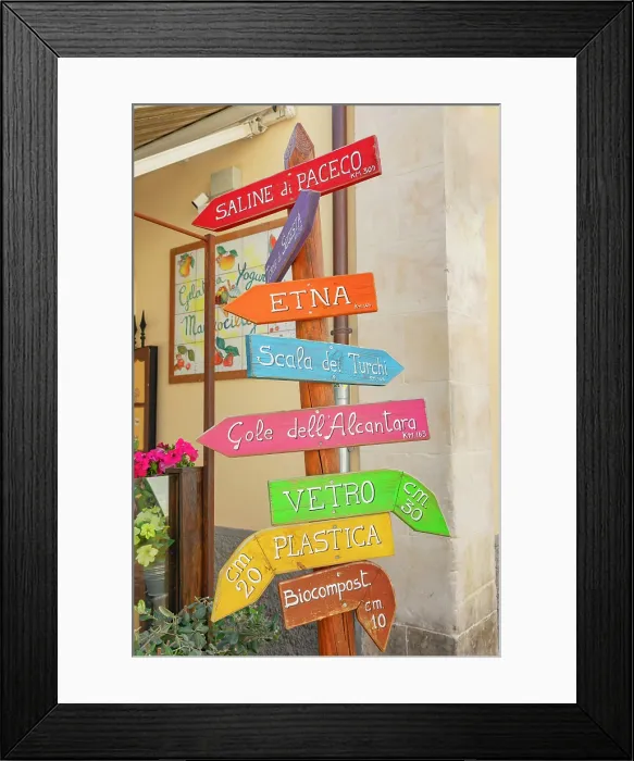 Framed Print : Direction sign post, Ragusa Ibla, Ragusa province, Sicily, Italy Framed Print : Direction sign post, Ragusa Ibla, Ragusa province, Sicily, Italy