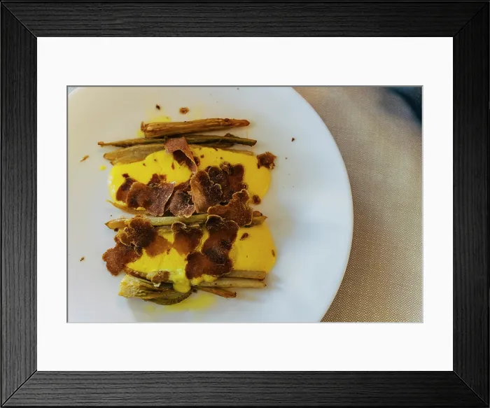 Framed Print : Roasted asparagus with truffle sauce. Piedmont, Italy Framed Print : Roasted asparagus with truffle sauce. Piedmont, Italy