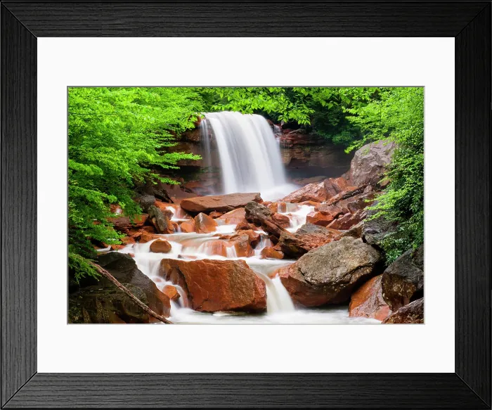 Framed Print : Red rocks at Douglas Falls, Thomas, West Virginia, USA Framed Print : Red rocks at Douglas Falls, Thomas, West Virginia, USA
