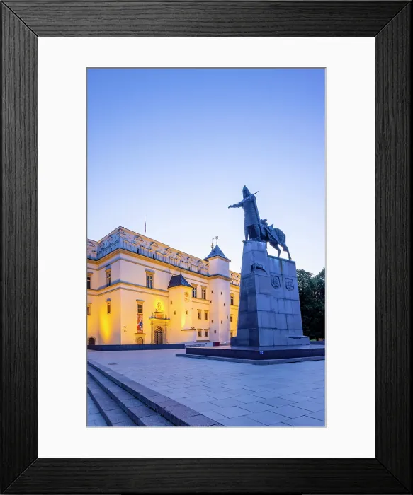 Framed Print : Statue of Grand Duke of Lithuania Gediminas in front of the Palace of the Grand Dukes of Lithuania at Dusk, Vilnius, Lithuania Framed Print : Statue of Grand Duke of Lithuania Gediminas in front of the Palace of the Grand Dukes of Lithuania at Dusk, Vilnius, Lithuania