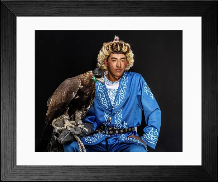 Framed Print : Portrait of a young Kazakh Eagle Hunter posing with his trained golden eagle, Bayan-Ulgii Province, Western Mongolia, Asia Framed Print : Portrait of a young Kazakh Eagle Hunter posing with his trained golden eagle, Bayan-Ulgii Province, Western Mongolia, Asia