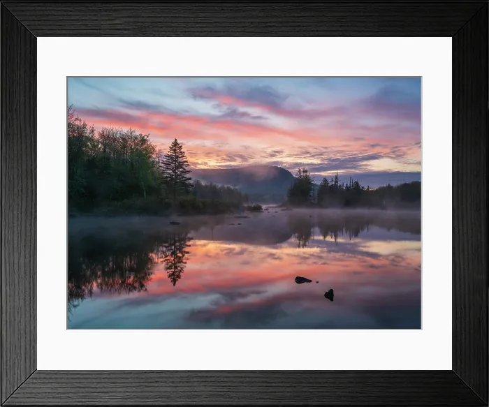 Framed Print : Mountain reflection from Turtlehead Pond at sunrise, Marshfield, Vermont, USA Framed Print : Mountain reflection from Turtlehead Pond at sunrise, Marshfield, Vermont, USA