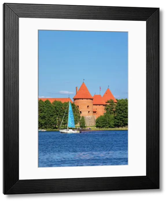 Framed Print : Yacht in front of Trakai Island Castle, Trakai, Lithuania Framed Print : Yacht in front of Trakai Island Castle, Trakai, Lithuania