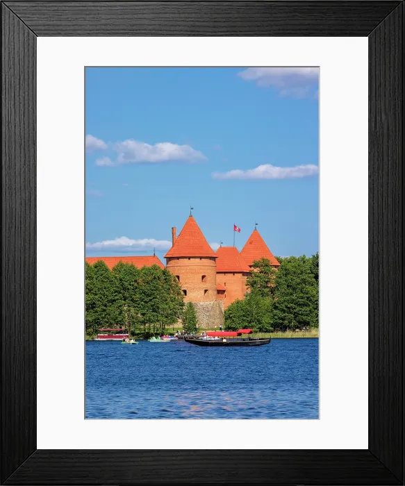 Framed Print : Yacht in front of Trakai Island Castle, Trakai, Lithuania Framed Print : Yacht in front of Trakai Island Castle, Trakai, Lithuania