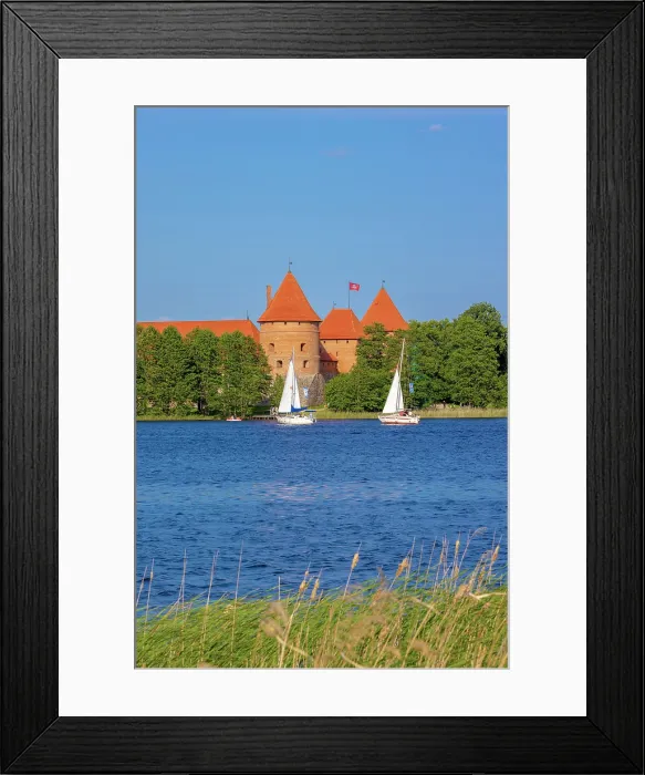 Framed Print : Yacht in front of Trakai Island Castle, Trakai, Lithuania Framed Print : Yacht in front of Trakai Island Castle, Trakai, Lithuania