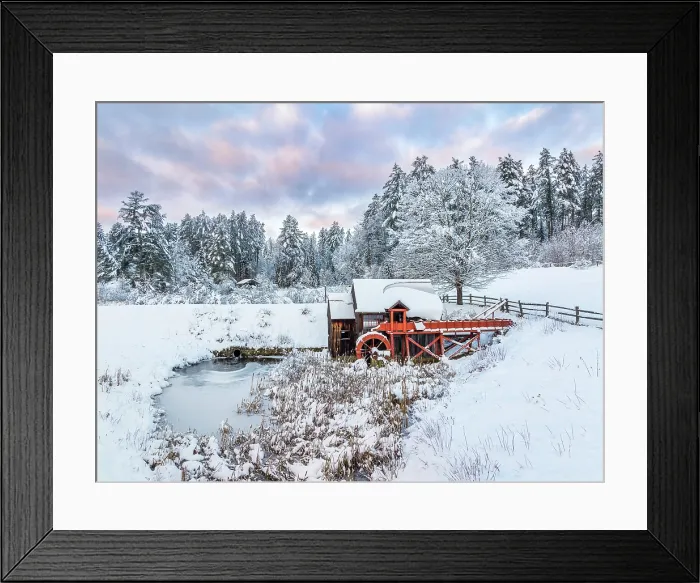 Framed Print : The Old Guildhall Grist Mill at sunrise in winter, Northeast Kingdom, Guilhall, Vermont, USA Framed Print : The Old Guildhall Grist Mill at sunrise in winter, Northeast Kingdom, Guilhall, Vermont, USA