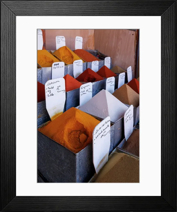 Framed Print : Spices for sale, Marrakech, Morocco Framed Print : Spices for sale, Marrakech, Morocco