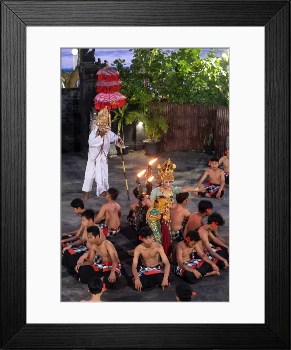 Framed Print : Kecak Dance performance, Tanah Lot, Bali, Indonesia