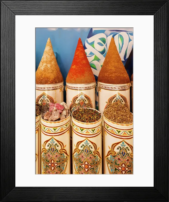 Framed Print : Spices for sale, spice market, Marrakech, Morocco Framed Print : Spices for sale, spice market, Marrakech, Morocco