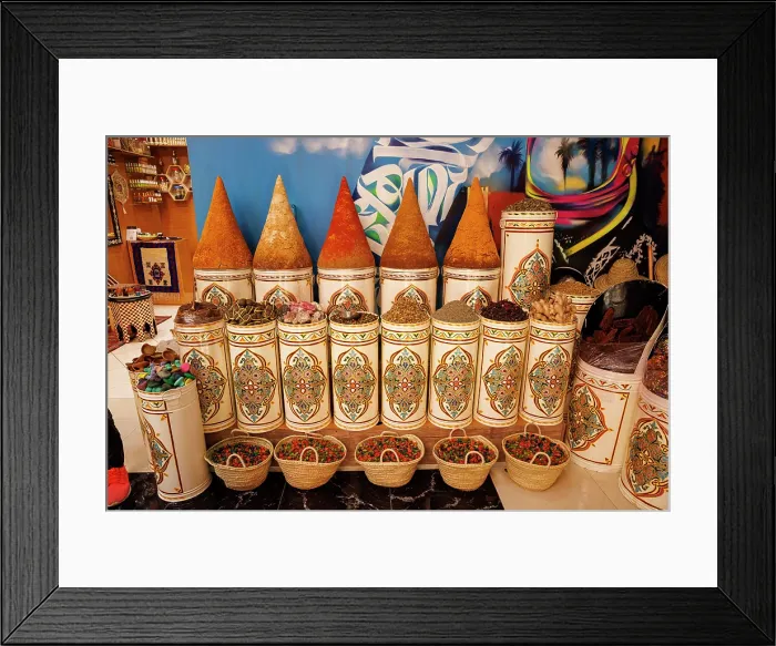 Framed Print : Spices for sale, spice market, Marrakech, Morocco Framed Print : Spices for sale, spice market, Marrakech, Morocco