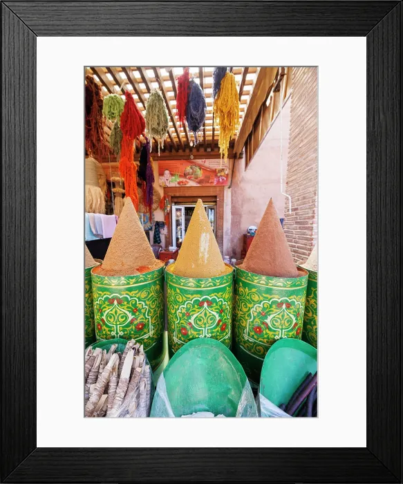 Framed Print : Spices for sale, spice market, Marrakech, Morocco Framed Print : Spices for sale, spice market, Marrakech, Morocco
