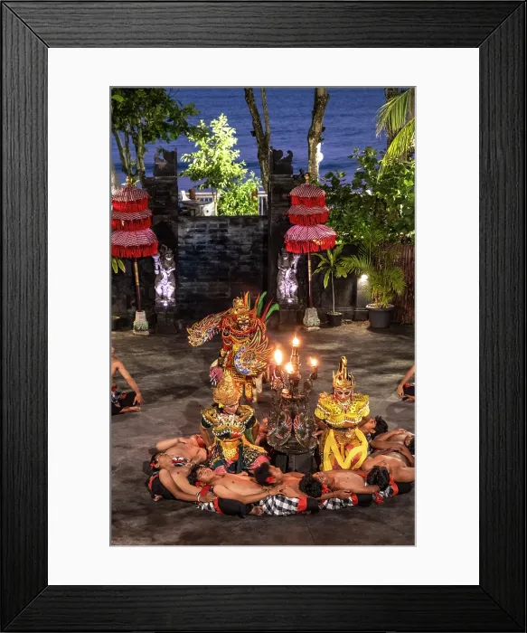 Framed Print : Kecak Dance performance, Tanah Lot, Bali, Indonesia