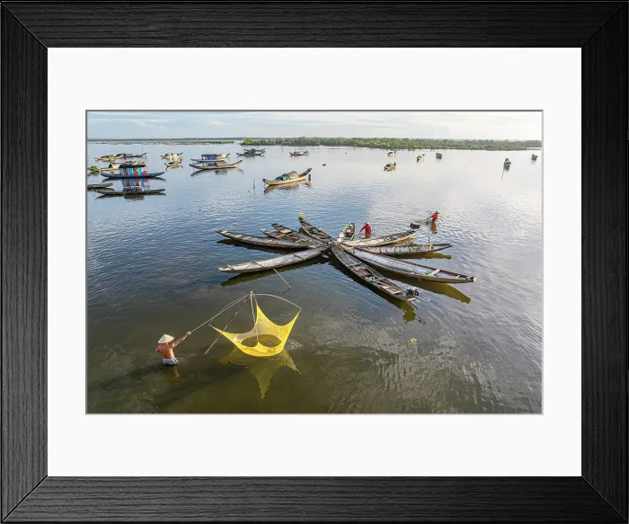 Framed Print : Fisherman collecting fish with traditional nets, Hue, Thua Thien-Hue province, Central Vietnam. (MR) Framed Print : Fisherman collecting fish with traditional nets, Hue, Thua Thien-Hue province, Central Vietnam. (MR)