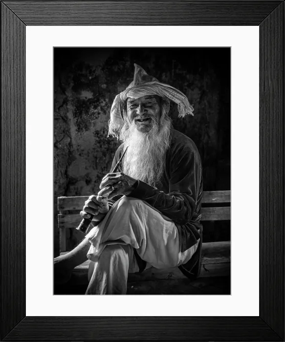 Framed Print : Portrait of an old man wearing conical hat and holding traditional musical instrument, Phuoc Dan Village, Ninh Thuan Province, Vietnam Framed Print : Portrait of an old man wearing conical hat and holding traditional musical instrument, Phuoc Dan Village, Ninh Thuan Province, Vietnam
