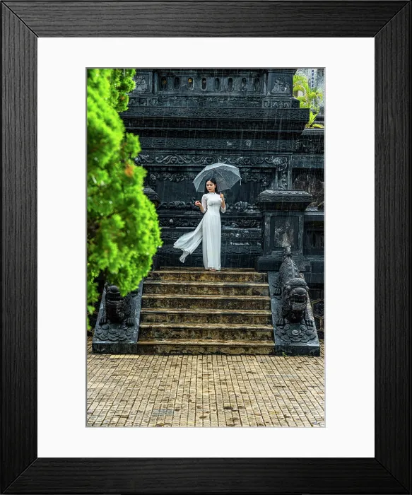 Framed Print : Elegant woman in white with umbrella at Khai Dinh Tomb, Hue, Central Vietnam. (MR) Framed Print : Elegant woman in white with umbrella at Khai Dinh Tomb, Hue, Central Vietnam. (MR)
