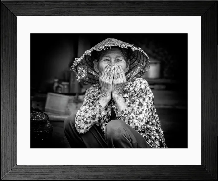 Framed Print : Local woman wearing traditional conical hat, An Dan village, Phu Yen Province, Vietnam Framed Print : Local woman wearing traditional conical hat, An Dan village, Phu Yen Province, Vietnam