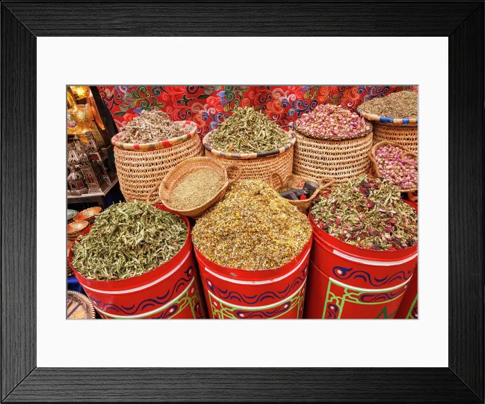 Framed Print : Spices for sale, spice market, Marrakech, Morocco Framed Print : Spices for sale, spice market, Marrakech, Morocco