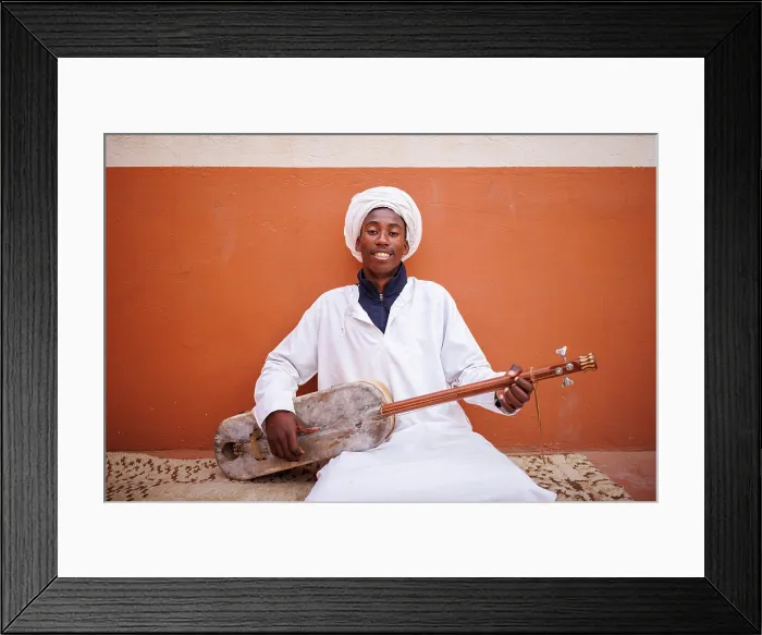 Framed Print : Portrait of a Gnawa musician, near Merzouga, Sahara Desert, Morocco Framed Print : Portrait of a Gnawa musician, near Merzouga, Sahara Desert, Morocco