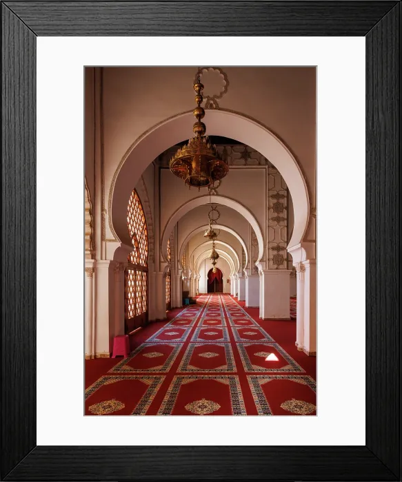 Framed Print : Interior of a Mosque in the old medina, Marrakech, Morocco Framed Print : Interior of a Mosque in the old medina, Marrakech, Morocco
