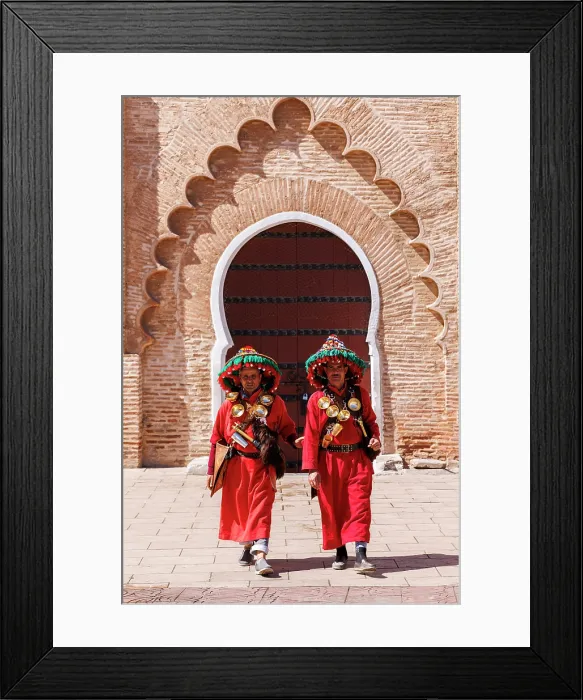 Framed Print : Watersellers in front of iconic door, Marrakech, Morocco Framed Print : Watersellers in front of iconic door, Marrakech, Morocco