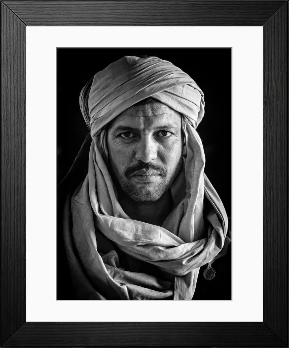 Framed Print : Portrait of a Berber man wearing traditional headscarf (Cheche), Merzouga, Morocco Framed Print : Portrait of a Berber man wearing traditional headscarf (Cheche), Merzouga, Morocco