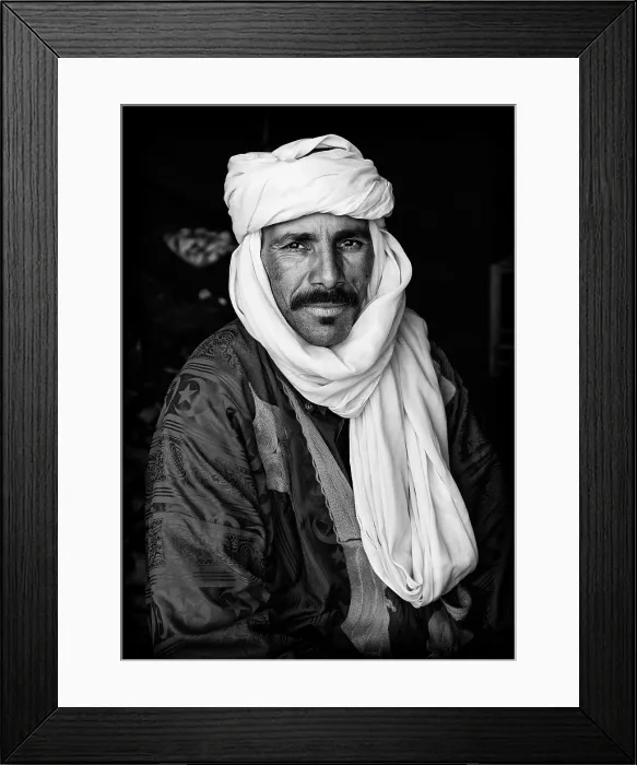 Framed Print : Portrait of a Berber man wearing traditional headscarf (Cheche), Merzouga, Morocco Framed Print : Portrait of a Berber man wearing traditional headscarf (Cheche), Merzouga, Morocco