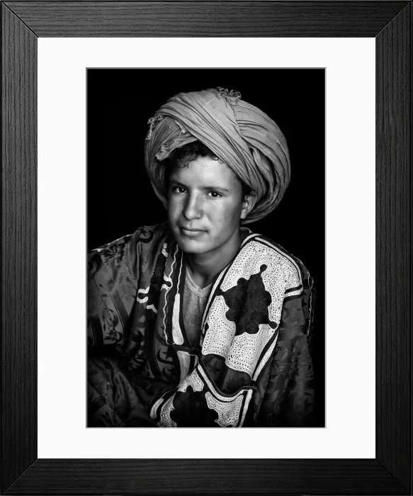 Framed Print : Portrait of a young Berber man wearing traditional headscarf (Cheche), Merzouga, Morocco Framed Print : Portrait of a young Berber man wearing traditional headscarf (Cheche), Merzouga, Morocco