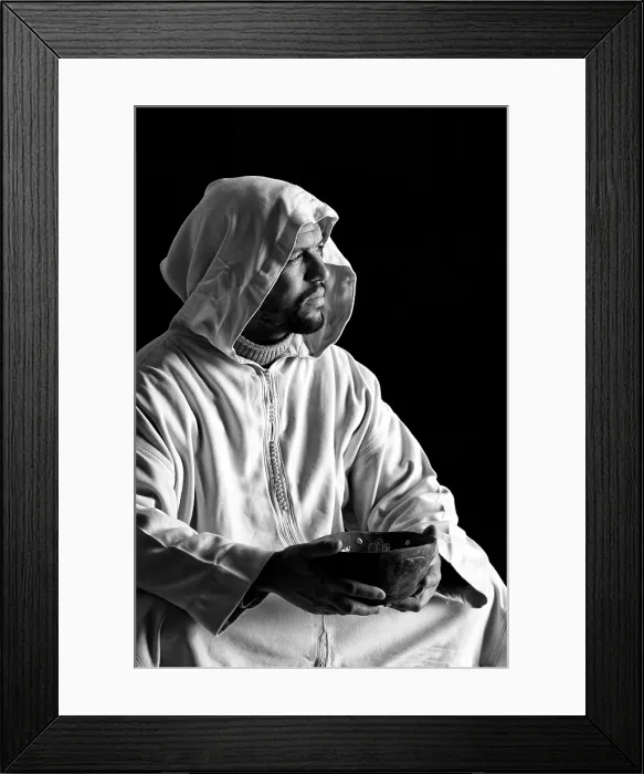 Framed Print : Portrait of a Berber man wearing traditional Djellaba, Merzouga, Morocco