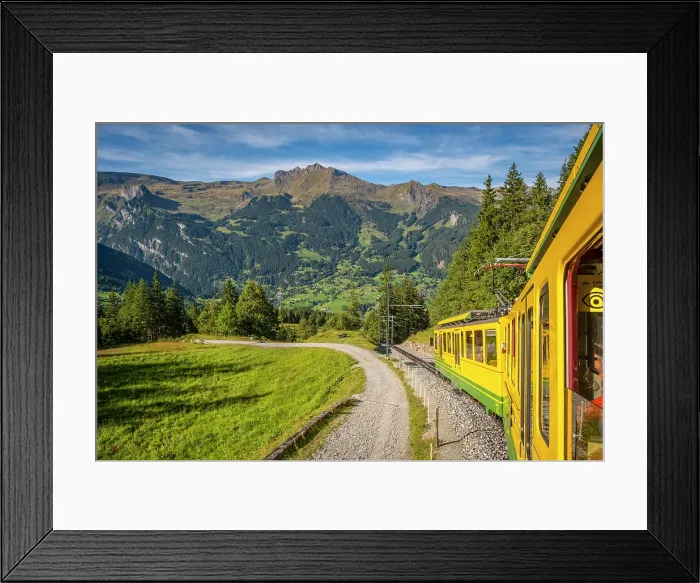 Framed Print : Train to Kleine Scheidegg, Grindelwald, Berner Oberland, Switzerland Framed Print : Train to Kleine Scheidegg, Grindelwald, Berner Oberland, Switzerland