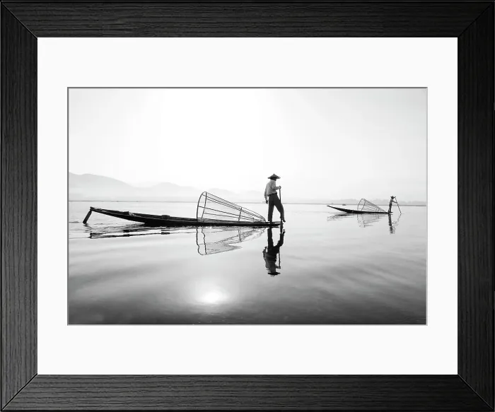 Framed Print : Intha leg rowing fishermen at dawn on Inle Lake, Myanmar Framed Print : Intha leg rowing fishermen at dawn on Inle Lake, Myanmar