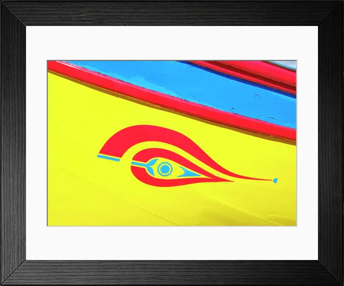 Framed Print : The painted big eye on a fishing boat. Sesimbra, Portugal