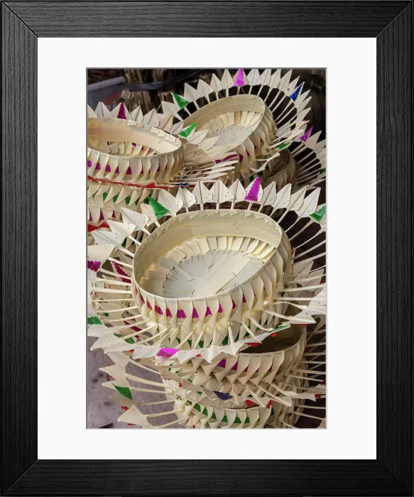Framed Print : Baskets for temple offerings in a market in East Bali, Bali, Indonesia Framed Print : Baskets for temple offerings in a market in East Bali, Bali, Indonesia