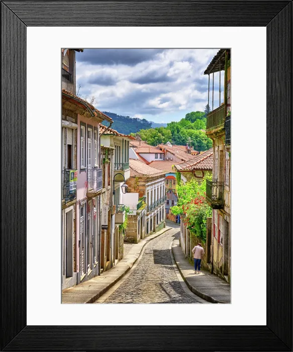 Framed Print : Colourful buildings in the old town of Amarante, Portugal Framed Print : Colourful buildings in the old town of Amarante, Portugal