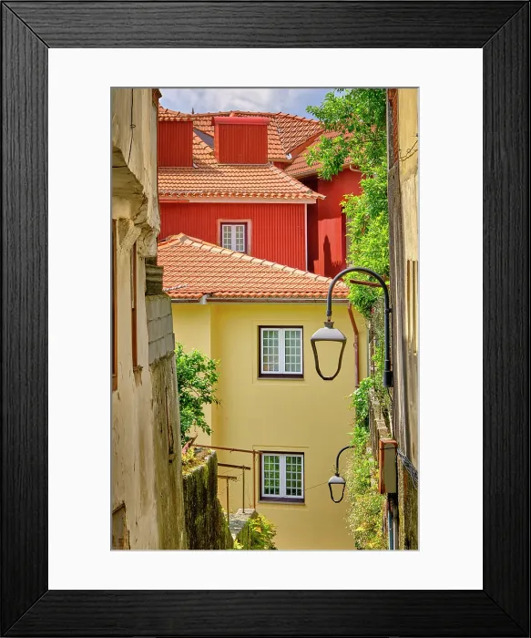 Framed Print : Colourful buildings in the old town of Amarante, Portugal Framed Print : Colourful buildings in the old town of Amarante, Portugal