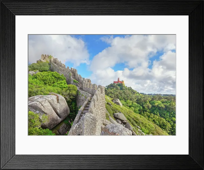 Framed Print : View of Castelo dos Mouros and Pena Palace in the distance, Sintra, Portugal Framed Print : View of Castelo dos Mouros and Pena Palace in the distance, Sintra, Portugal
