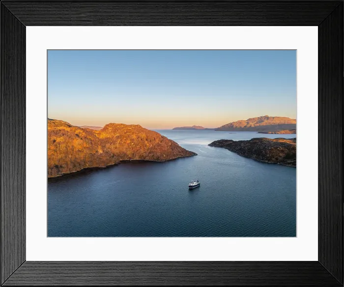 Framed Print : Boat at Loch na Droma Buidhe, Oronsay, Scotland, UK Framed Print : Boat at Loch na Droma Buidhe, Oronsay, Scotland, UK