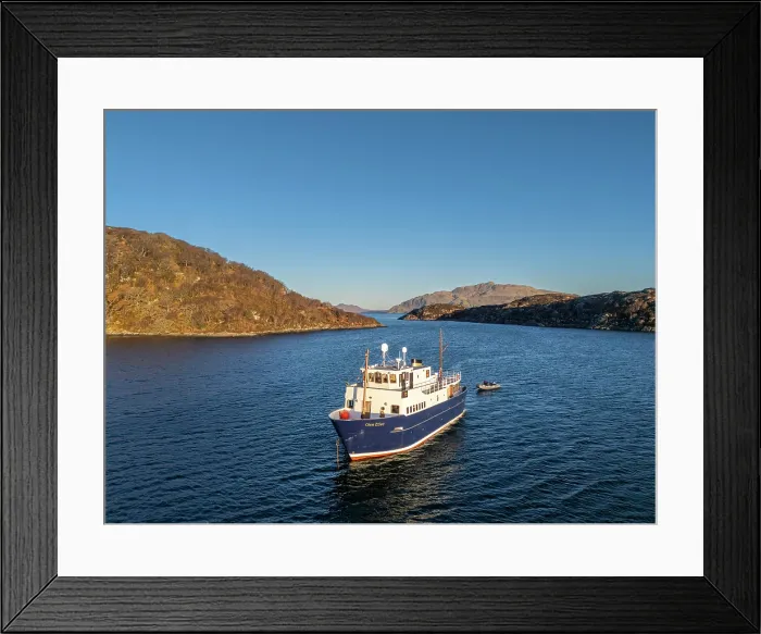 Framed Print : Boat at Loch na Droma Buidhe, Oronsay, Scotland, UK Framed Print : Boat at Loch na Droma Buidhe, Oronsay, Scotland, UK