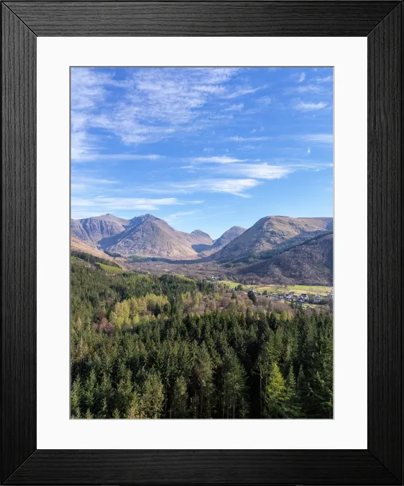 Framed Print : GlenCoe village and mountains, Scotland, UK Framed Print : GlenCoe village and mountains, Scotland, UK