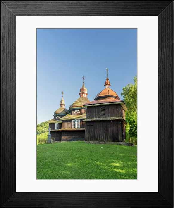 Framed Print : Greek Catholic wooden church of Protection of the Holy Virgin, Nizny Komarnik, Presov, Slovakia Framed Print : Greek Catholic wooden church of Protection of the Holy Virgin, Nizny Komarnik, Presov, Slovakia