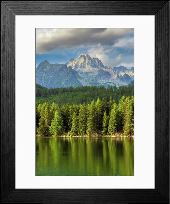 Framed Print : Lake Strbske with High Tatra mountains behind, Strbske Pleso, Presov, Slovakia Framed Print : Lake Strbske with High Tatra mountains behind, Strbske Pleso, Presov, Slovakia
