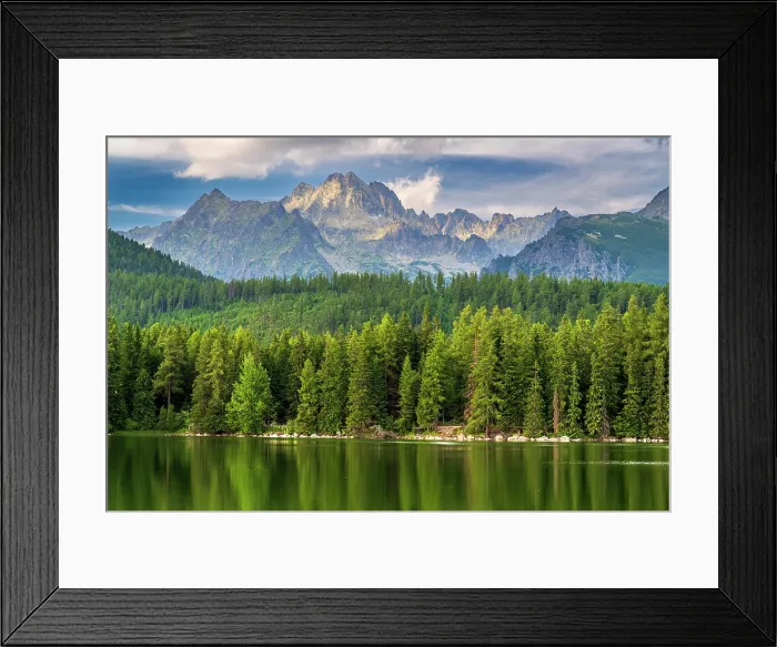 Framed Print : Lake Strbske with High Tatra mountains behind, Strbske Pleso, Presov, Slovakia Framed Print : Lake Strbske with High Tatra mountains behind, Strbske Pleso, Presov, Slovakia