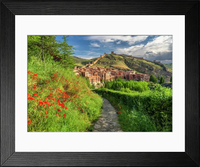 Framed Print : Scenic view of the old town with its ancient walls, Albarracin, Aragon, Spain Framed Print : Scenic view of the old town with its ancient walls, Albarracin, Aragon, Spain