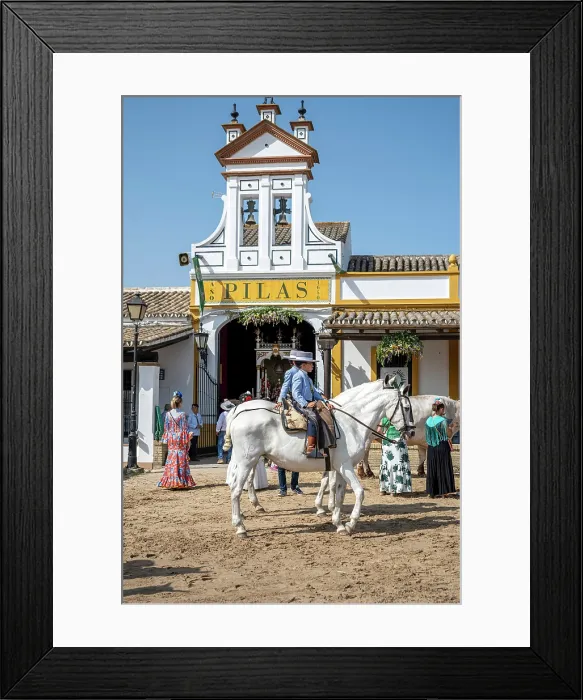 Framed Print : Young horse riders in front of the Hermandad (Confraternity) de Pilas house, Romeria de El Rocio pilgrimage, El Rocio, Huelva, Andalusia, Spain Framed Print : Young horse riders in front of the Hermandad (Confraternity) de Pilas house, Romeria de El Rocio pilgrimage, El Rocio, Huelva, Andalusia, Spain