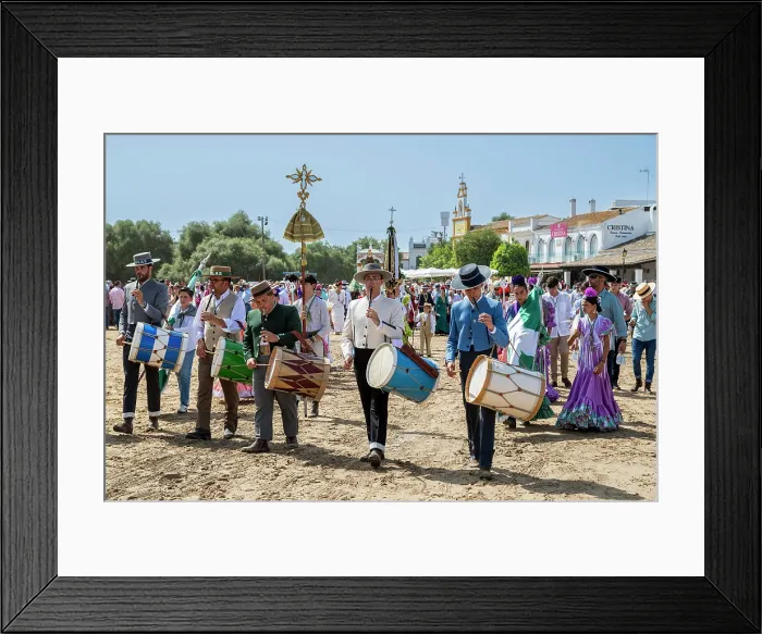 Framed Print : Pilgrims playing flute and drums, El Rocio pilgrimage, El Rocio, Huelva, Andalusia, Spain Framed Print : Pilgrims playing flute and drums, El Rocio pilgrimage, El Rocio, Huelva, Andalusia, Spain