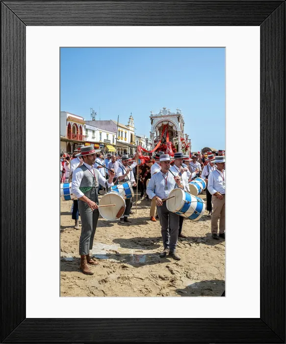 Framed Print : Pilgrims playing flute and drums, El Rocio pilgrimage, El Rocio, Huelva, Andalusia, Spain Framed Print : Pilgrims playing flute and drums, El Rocio pilgrimage, El Rocio, Huelva, Andalusia, Spain