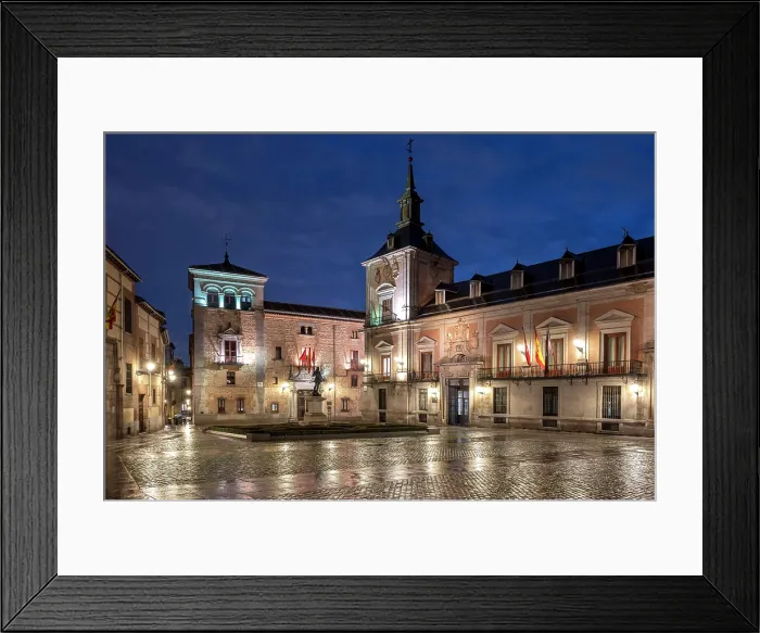 Framed Print : Night view of Plaza de la Villa, Madrid, Spain Framed Print : Night view of Plaza de la Villa, Madrid, Spain